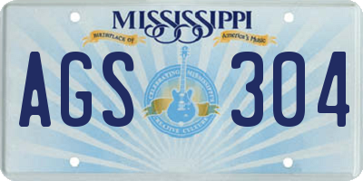 MS license plate AGS304