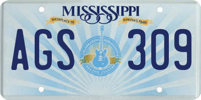 MS license plate AGS309