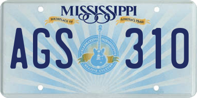 MS license plate AGS310