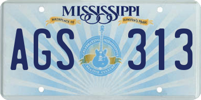 MS license plate AGS313