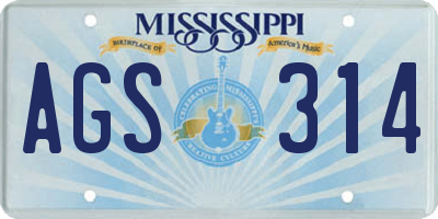 MS license plate AGS314