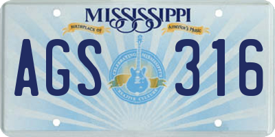 MS license plate AGS316