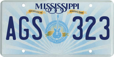 MS license plate AGS323