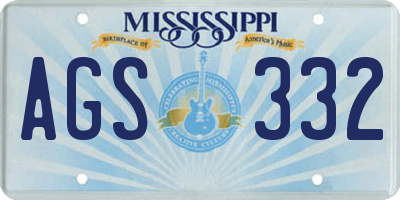 MS license plate AGS332
