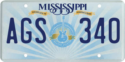 MS license plate AGS340