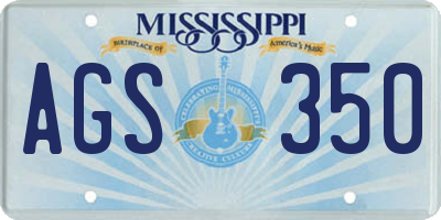 MS license plate AGS350