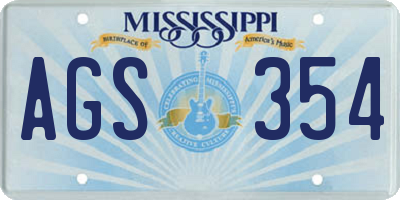 MS license plate AGS354