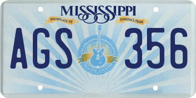 MS license plate AGS356
