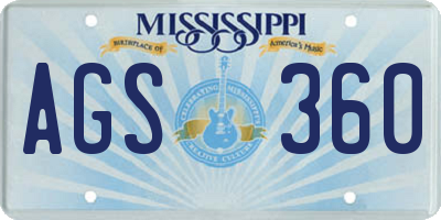 MS license plate AGS360