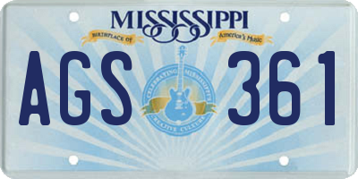 MS license plate AGS361