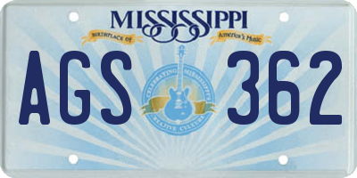 MS license plate AGS362