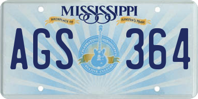 MS license plate AGS364