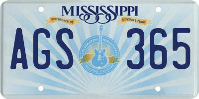 MS license plate AGS365