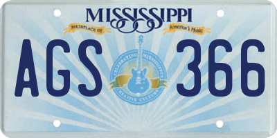 MS license plate AGS366