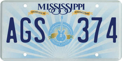 MS license plate AGS374