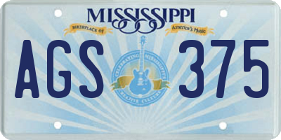 MS license plate AGS375