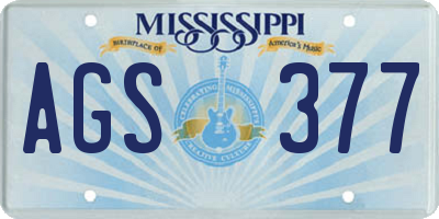 MS license plate AGS377