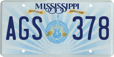 MS license plate AGS378