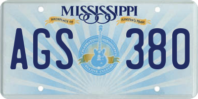 MS license plate AGS380