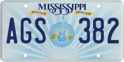 MS license plate AGS382