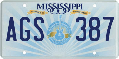 MS license plate AGS387