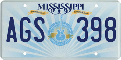 MS license plate AGS398