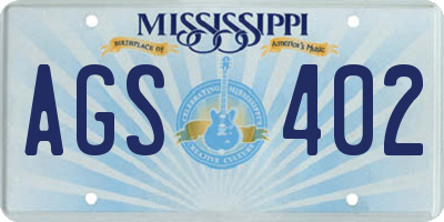 MS license plate AGS402