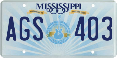 MS license plate AGS403