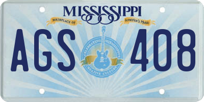 MS license plate AGS408