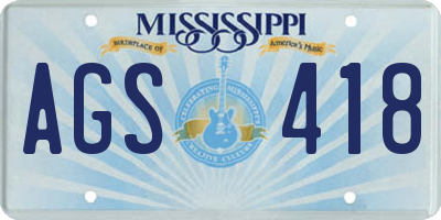 MS license plate AGS418