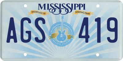MS license plate AGS419