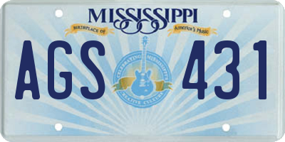MS license plate AGS431