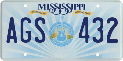 MS license plate AGS432
