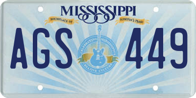 MS license plate AGS449