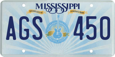 MS license plate AGS450