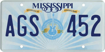 MS license plate AGS452