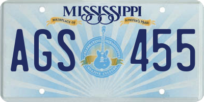 MS license plate AGS455