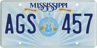 MS license plate AGS457