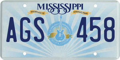 MS license plate AGS458