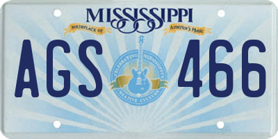 MS license plate AGS466