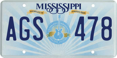 MS license plate AGS478