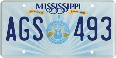 MS license plate AGS493