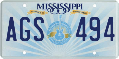 MS license plate AGS494