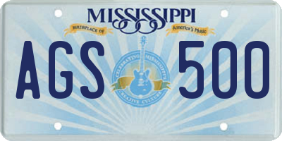 MS license plate AGS500