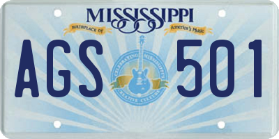 MS license plate AGS501
