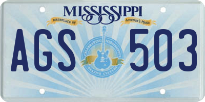MS license plate AGS503