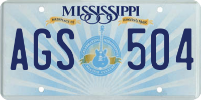 MS license plate AGS504