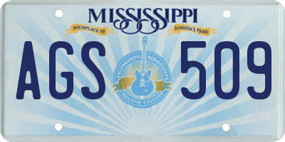 MS license plate AGS509