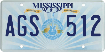 MS license plate AGS512
