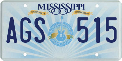 MS license plate AGS515